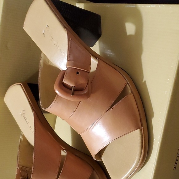💫ENZO ANGIOLINI EAANTON SUN COGNAC LEATHER HEELS - Picture 3 of 8